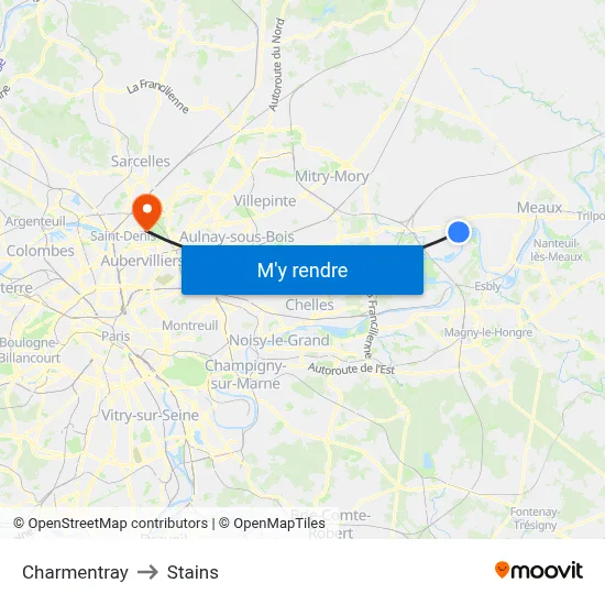 Charmentray to Stains map