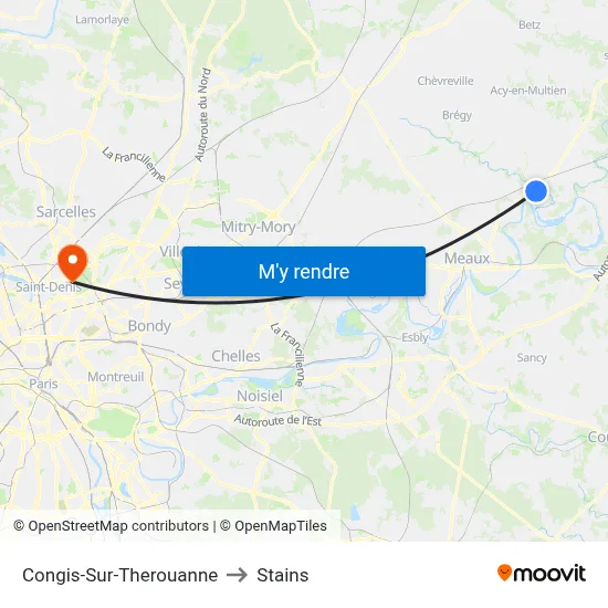 Congis-Sur-Therouanne to Stains map