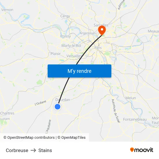 Corbreuse to Stains map
