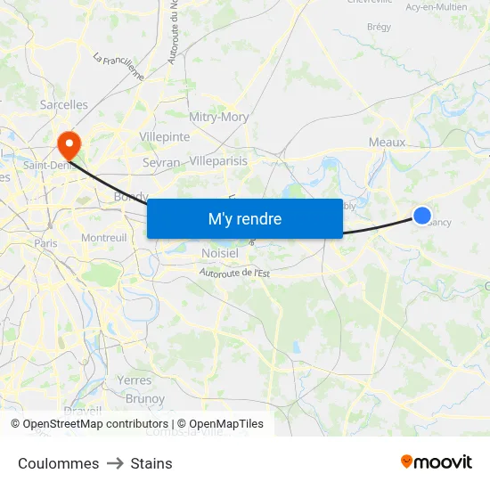 Coulommes to Stains map