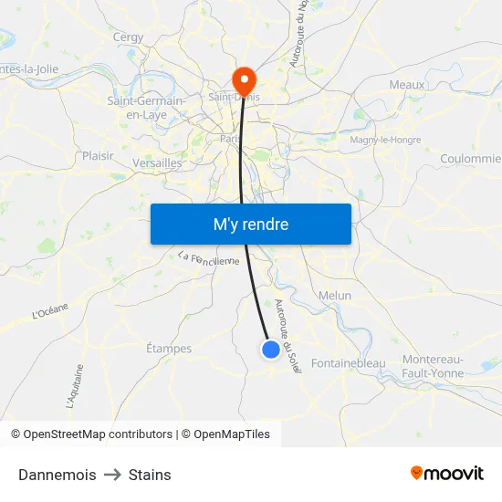 Dannemois to Stains map