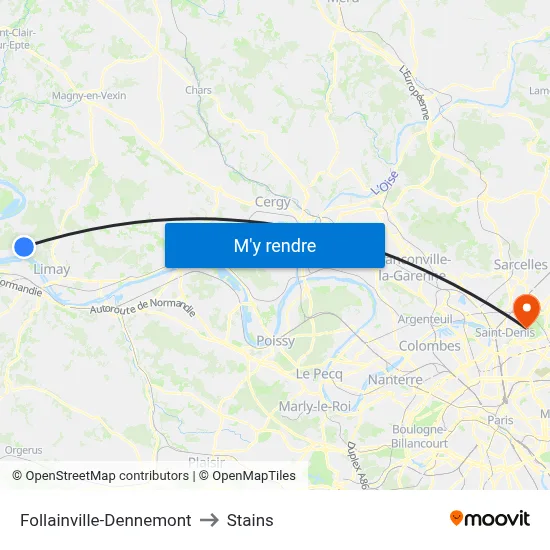 Follainville-Dennemont to Stains map