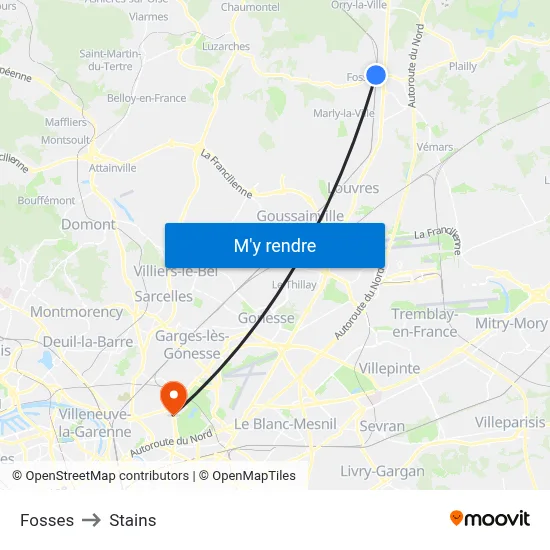 Fosses to Stains map