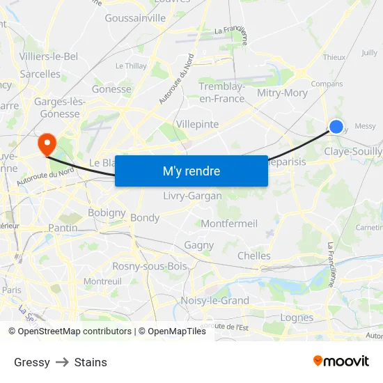 Gressy to Stains map