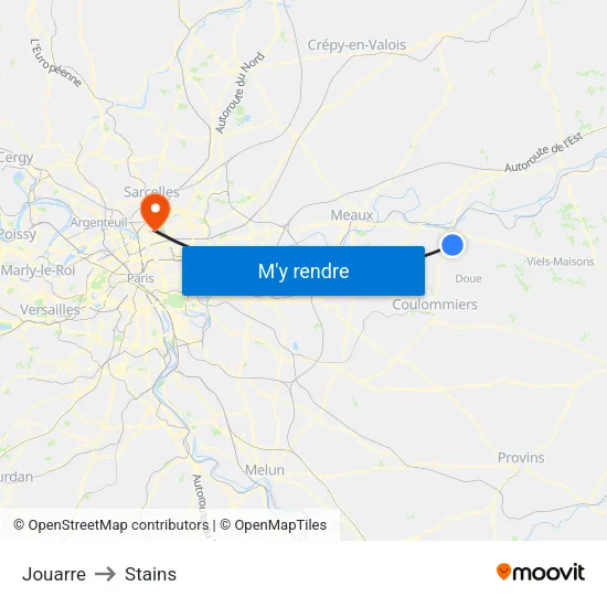 Jouarre to Stains map