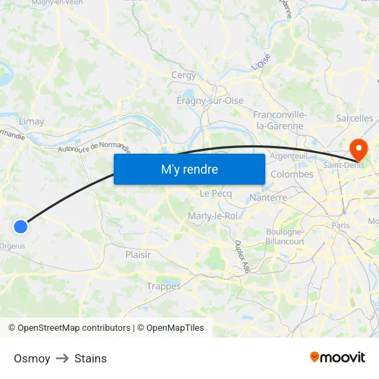 Osmoy to Stains map
