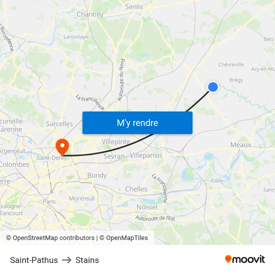 Saint-Pathus to Stains map