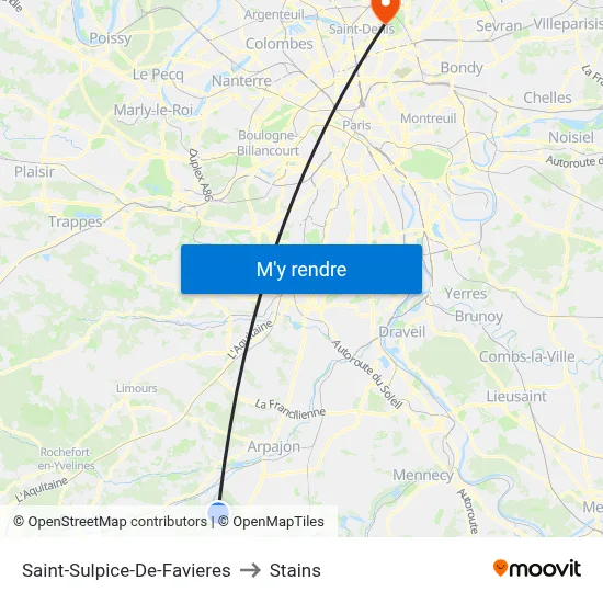 Saint-Sulpice-De-Favieres to Stains map