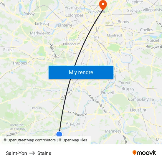 Saint-Yon to Stains map
