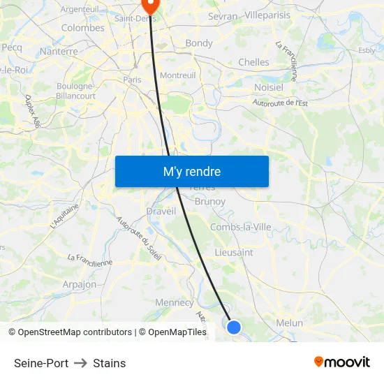 Seine-Port to Stains map