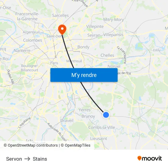 Servon to Stains map
