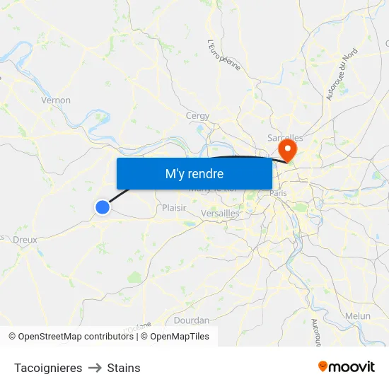 Tacoignieres to Stains map