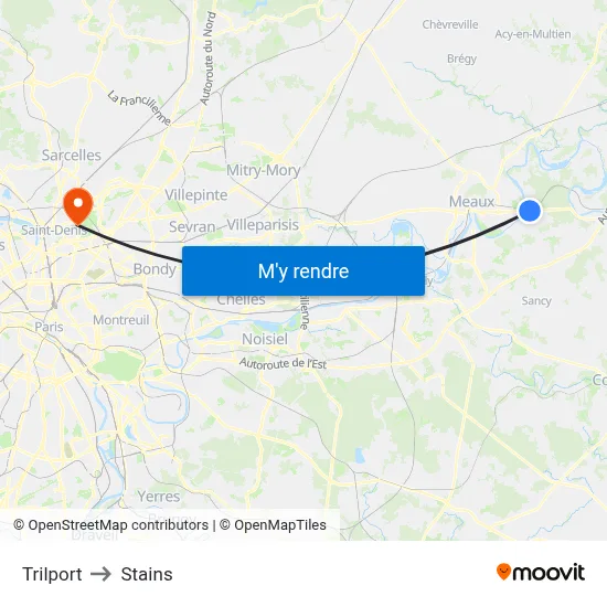 Trilport to Stains map