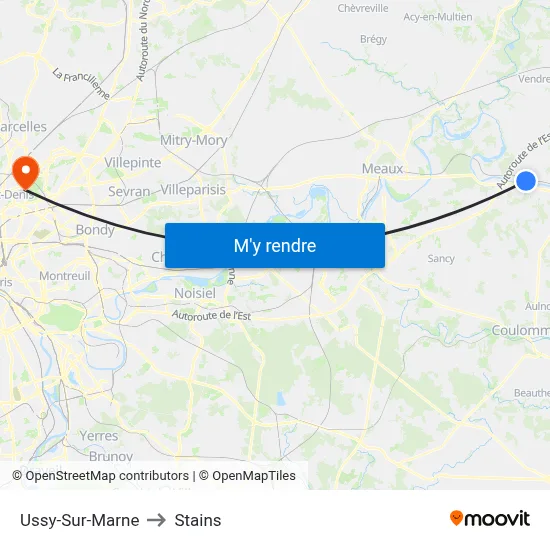 Ussy-Sur-Marne to Stains map