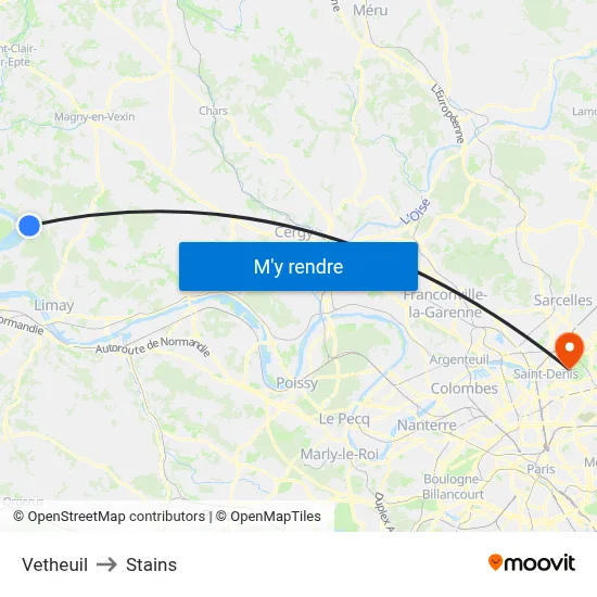 Vetheuil to Stains map