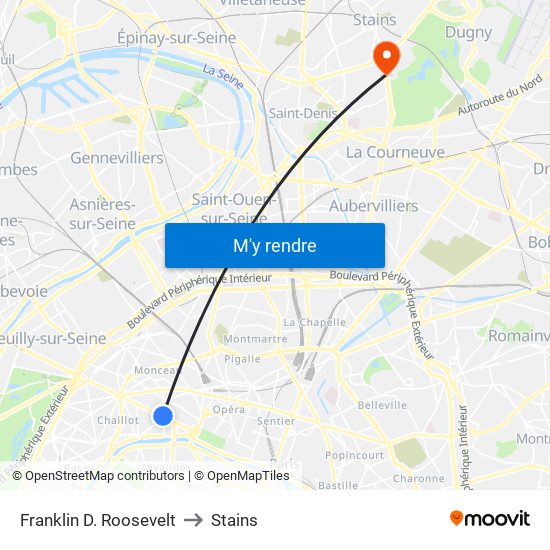 Franklin D. Roosevelt to Stains map