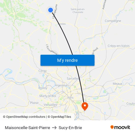 Maisoncelle-Saint-Pierre to Sucy-En-Brie map