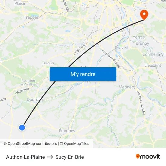 Authon-La-Plaine to Sucy-En-Brie map