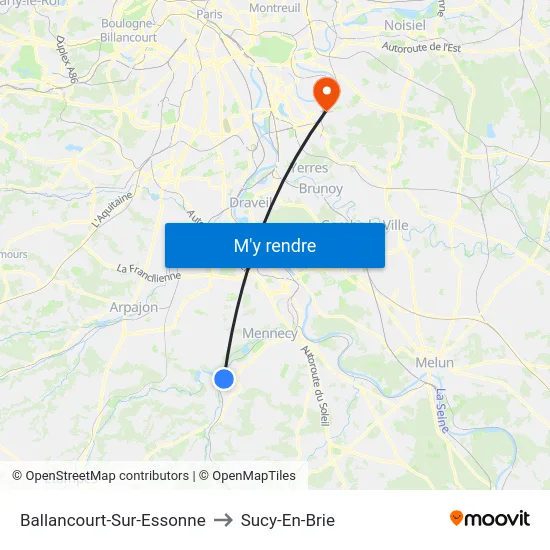 Ballancourt-Sur-Essonne to Sucy-En-Brie map