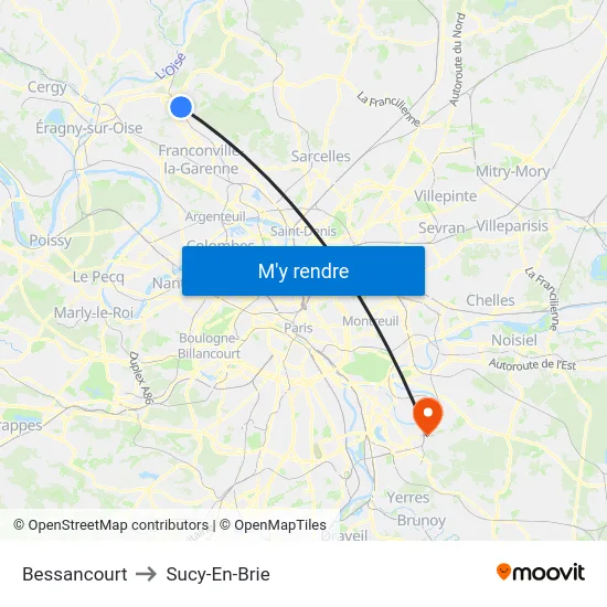 Bessancourt to Sucy-En-Brie map