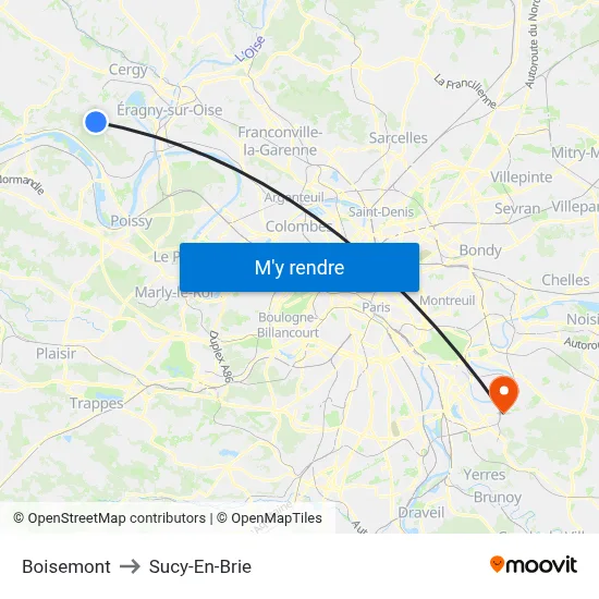 Boisemont to Sucy-En-Brie map