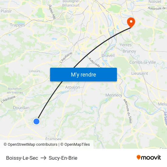 Boissy-Le-Sec to Sucy-En-Brie map