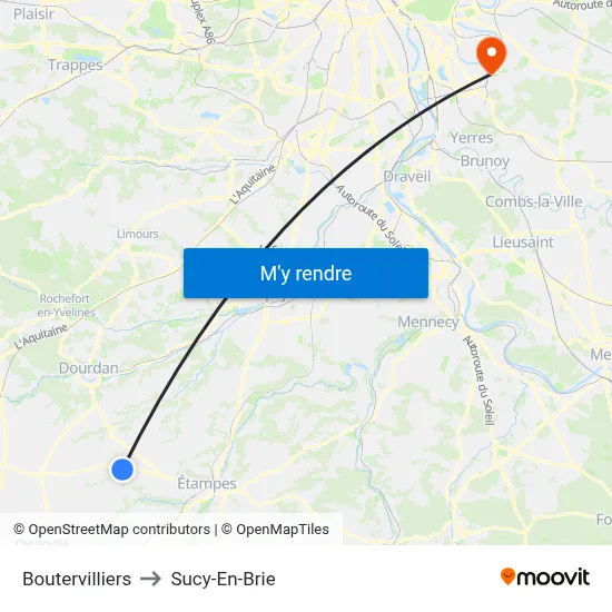 Boutervilliers to Sucy-En-Brie map