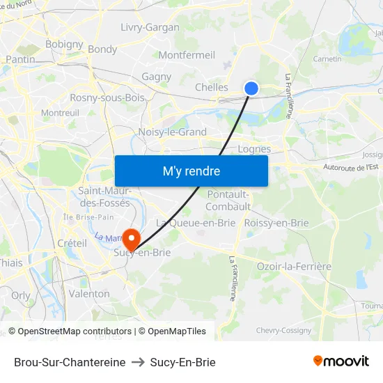 Brou-Sur-Chantereine to Sucy-En-Brie map
