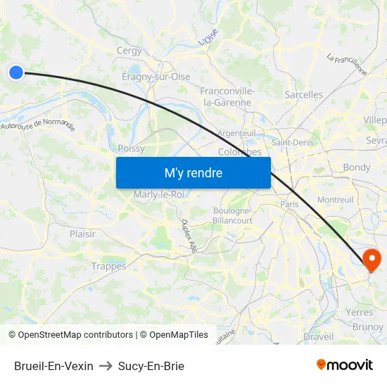 Brueil-En-Vexin to Sucy-En-Brie map