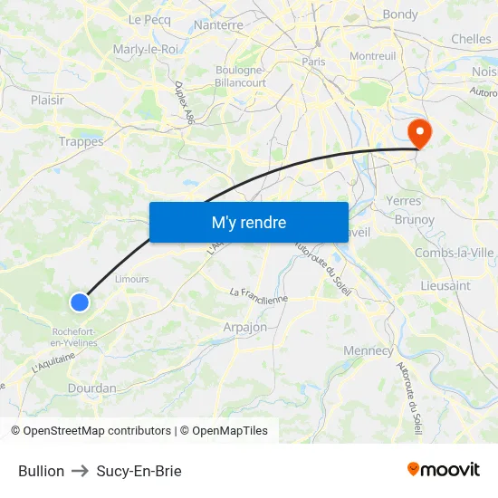 Bullion to Sucy-En-Brie map