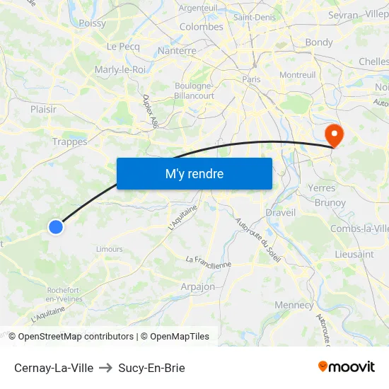 Cernay-La-Ville to Sucy-En-Brie map