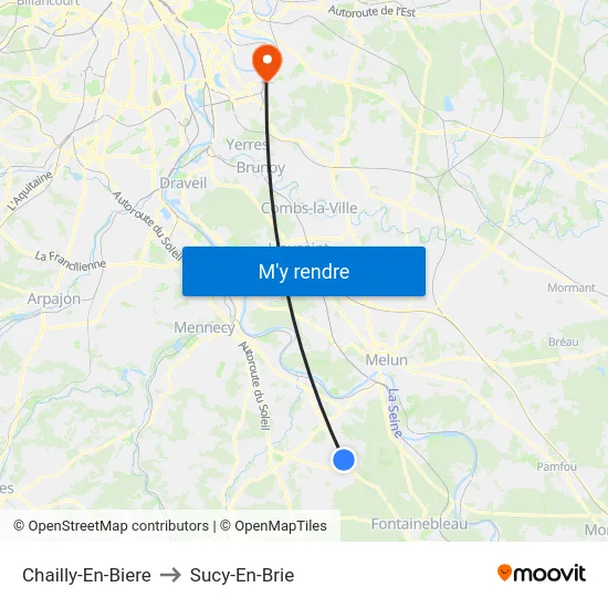 Chailly-En-Biere to Sucy-En-Brie map