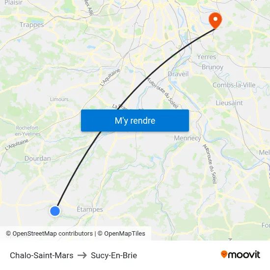Chalo-Saint-Mars to Sucy-En-Brie map