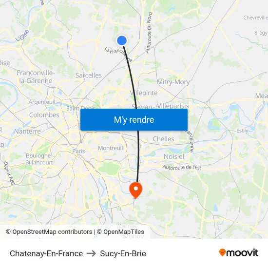 Chatenay-En-France to Sucy-En-Brie map