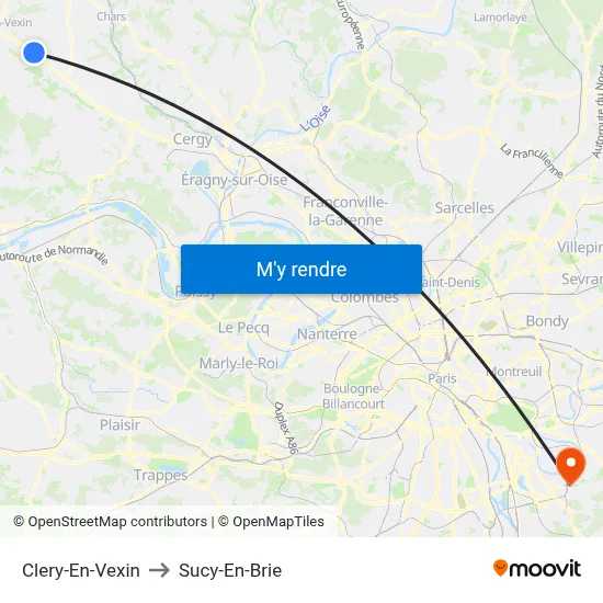 Clery-En-Vexin to Sucy-En-Brie map