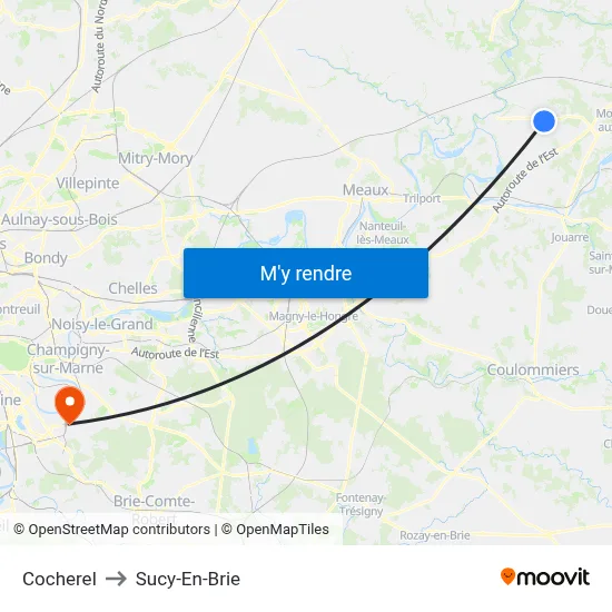 Cocherel to Sucy-En-Brie map