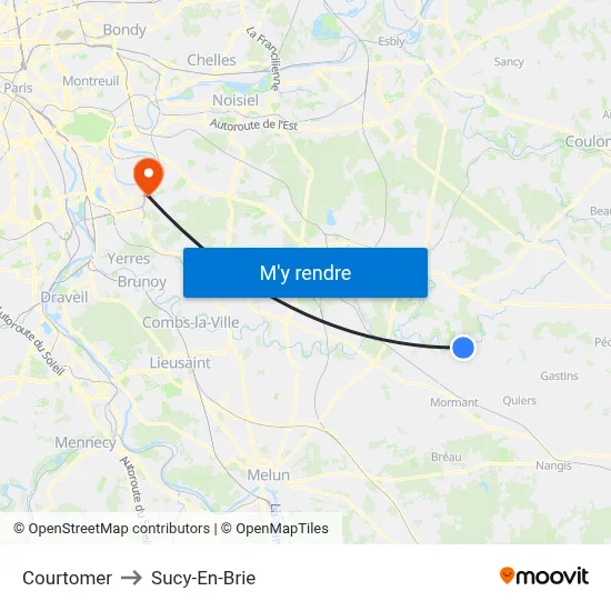 Courtomer to Sucy-En-Brie map