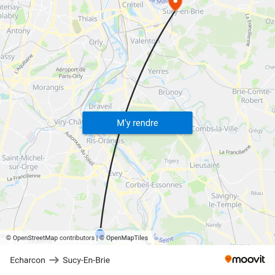 Echarcon to Sucy-En-Brie map