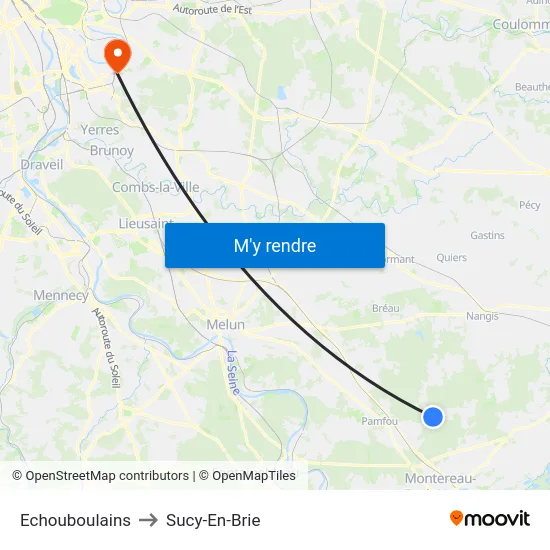 Echouboulains to Sucy-En-Brie map
