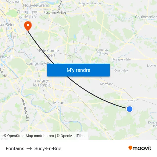 Fontains to Sucy-En-Brie map