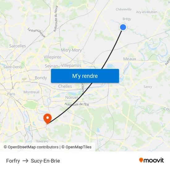 Forfry to Sucy-En-Brie map