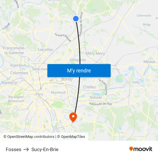Fosses to Sucy-En-Brie map