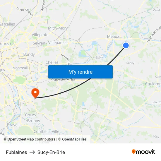 Fublaines to Sucy-En-Brie map