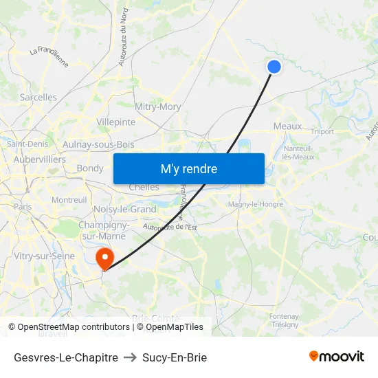 Gesvres-Le-Chapitre to Sucy-En-Brie map