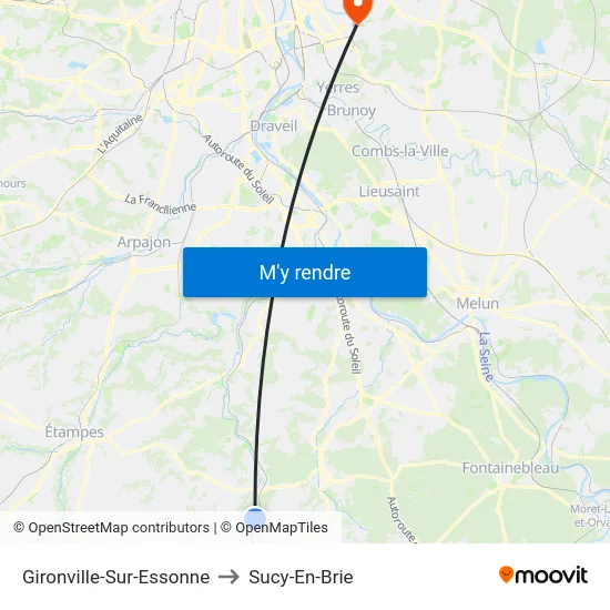 Gironville-Sur-Essonne to Sucy-En-Brie map
