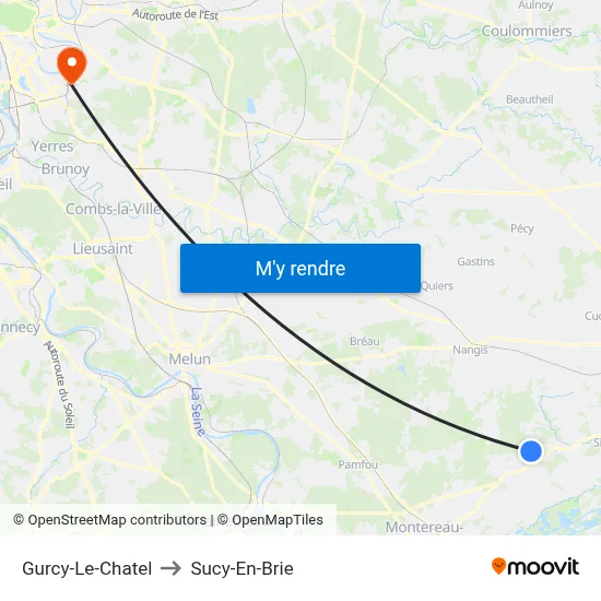 Gurcy-Le-Chatel to Sucy-En-Brie map