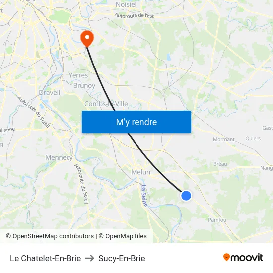 Le Chatelet-En-Brie to Sucy-En-Brie map