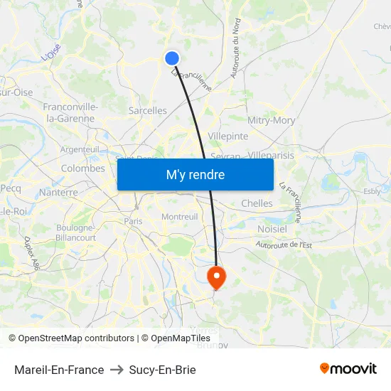 Mareil-En-France to Sucy-En-Brie map