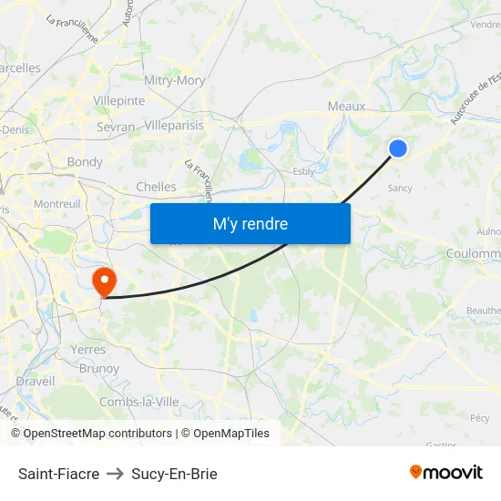 Saint-Fiacre to Sucy-En-Brie map
