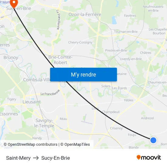 Saint-Mery to Sucy-En-Brie map